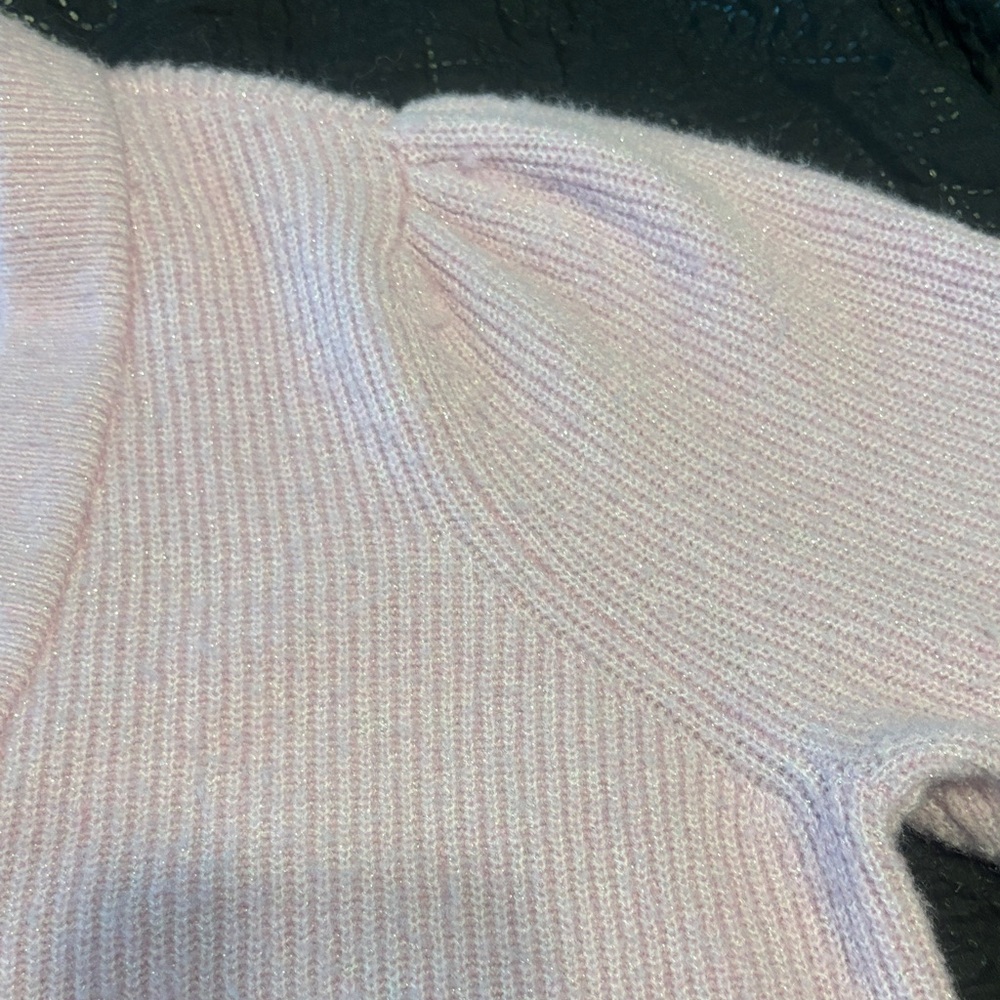On 34th Elegant Light Pink Puff Sleeve Sparkle Button-Up Cardigan - Picture 10 of 13